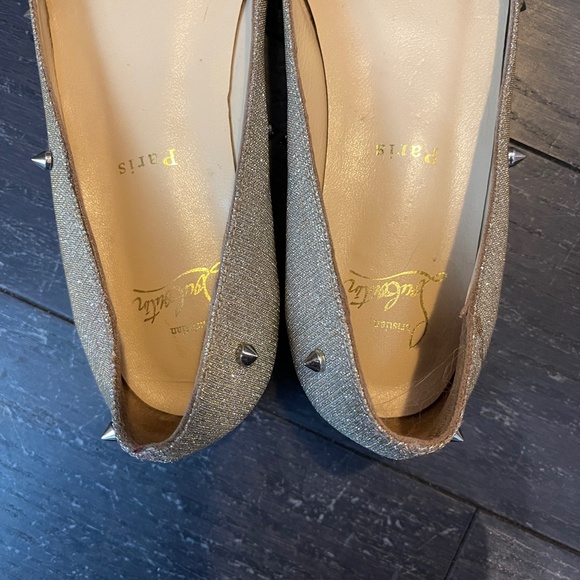 Christian Louboutin Metallic Gold/Silver Lurex Degraspike Ballet Flats size 39 - Picture 3 of 11